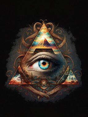8x10 All Seeing Eye Pyramid Fantasy Wall Art Watercolor Oil Painting Print